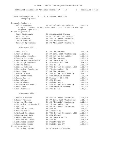 1 . Abschnitt 1 . A - SchwimmSportVereinigung 70 Halle-Neustadt e. V.