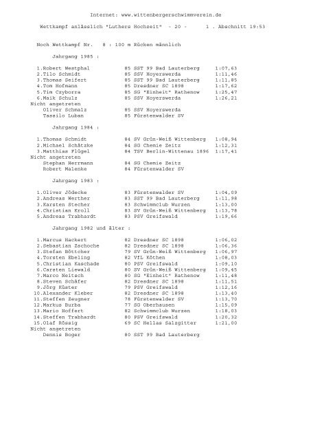 1 . Abschnitt 1 . A - SchwimmSportVereinigung 70 Halle-Neustadt e. V.