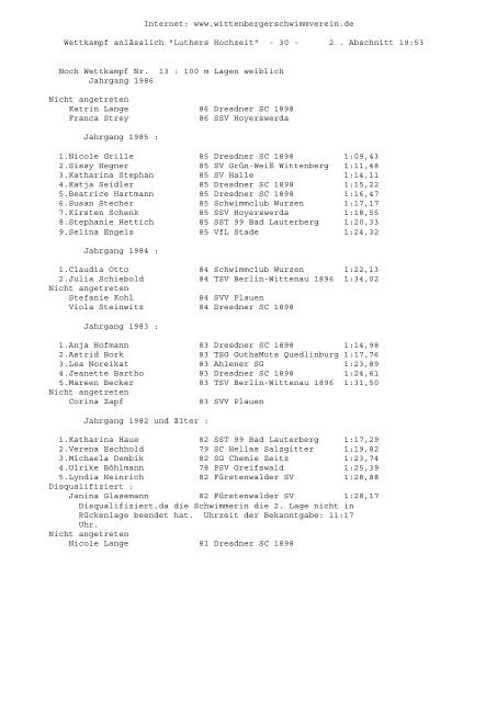 1 . Abschnitt 1 . A - SchwimmSportVereinigung 70 Halle-Neustadt e. V.