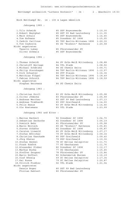 1 . Abschnitt 1 . A - SchwimmSportVereinigung 70 Halle-Neustadt e. V.