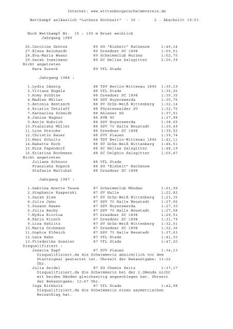 1 . Abschnitt 1 . A - SchwimmSportVereinigung 70 Halle-Neustadt e. V.