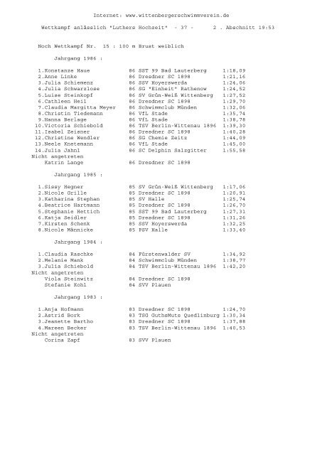 1 . Abschnitt 1 . A - SchwimmSportVereinigung 70 Halle-Neustadt e. V.