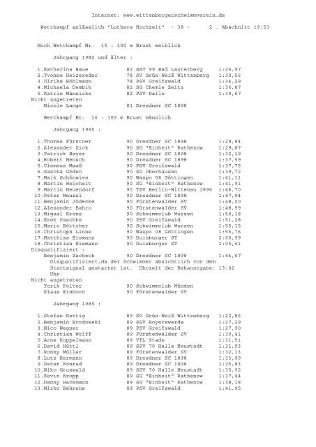 1 . Abschnitt 1 . A - SchwimmSportVereinigung 70 Halle-Neustadt e. V.