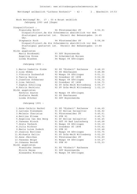 1 . Abschnitt 1 . A - SchwimmSportVereinigung 70 Halle-Neustadt e. V.