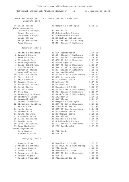 1 . Abschnitt 1 . A - SchwimmSportVereinigung 70 Halle-Neustadt e. V.