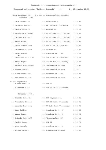 1 . Abschnitt 1 . A - SchwimmSportVereinigung 70 Halle-Neustadt e. V.