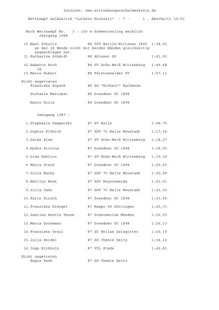 1 . Abschnitt 1 . A - SchwimmSportVereinigung 70 Halle-Neustadt e. V.