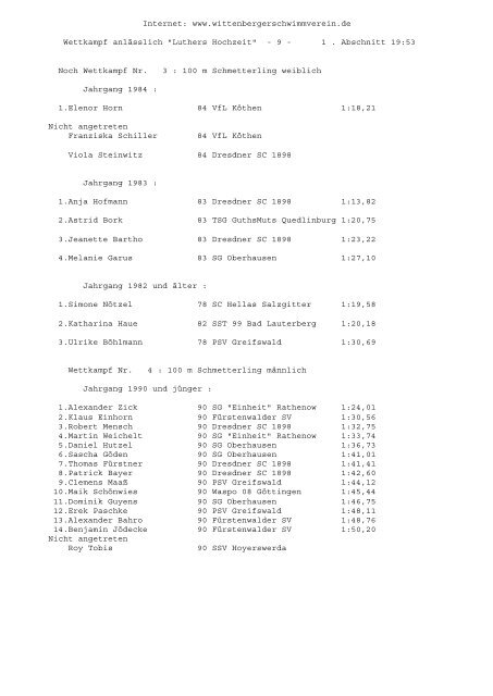 1 . Abschnitt 1 . A - SchwimmSportVereinigung 70 Halle-Neustadt e. V.