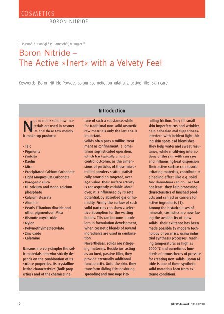 Boron Nitride â The Active Â»InertÂ« with a Velvety Feel Reprint from ...