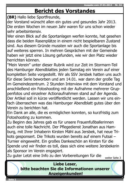 Ausgabe 01.2013 - SSV Jersbek