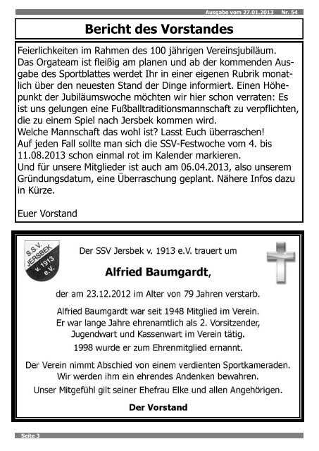 Ausgabe 01.2013 - SSV Jersbek