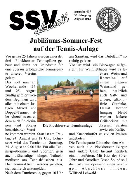 SSV Aktuell August SSV Plockhorst