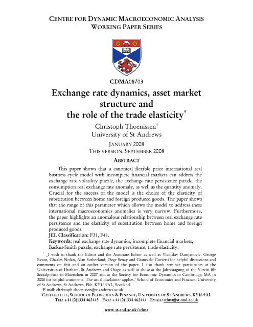 Exchange rate dynamics, asset market structure and the role of the ...