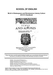 Shakespeare and Renaissance Handbook - University of St Andrews