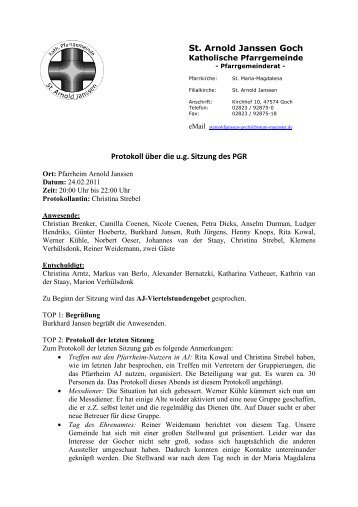 Protokoll PGR 24.02 - Katholische Pfarrgemeinde St. Arnold Janssen