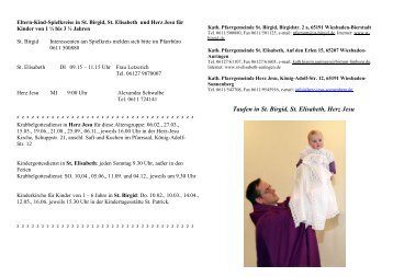 Taufen in St. Birgid, St. Elisabeth, Herz Jesu