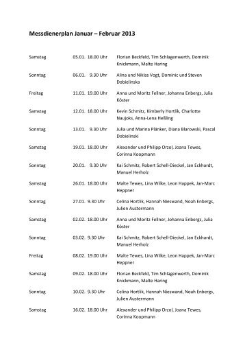 Plan Jan-Feb13 - die katholische Kirchengemeinde St. Bonifatius in ...