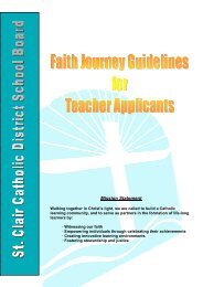 Faith Journey Guidelines For Teacher Applicants - St Clair CDS Board