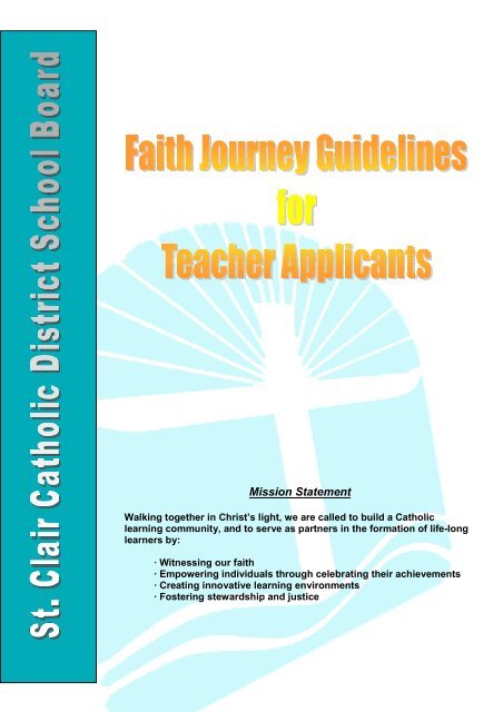 Faith Journey Guidelines For Teacher Applicants - St Clair CDS Board