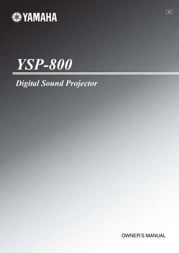 Manual for Yamaha YSP-800 Digital Sound Projector