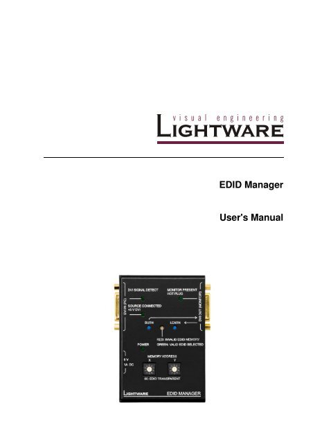 EDID Manager User's Manual - Eavs