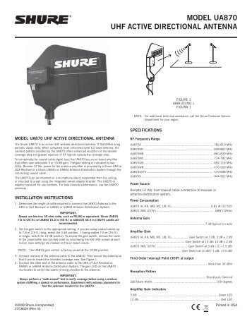 model ua870 uhf active directional antenna - Shure