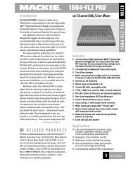 1604-VLZ PRO 16-Channel Mic/Line Mixer Spec Sheet - Mackie