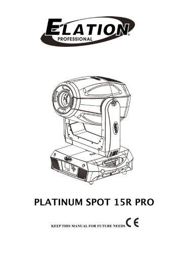 Platinum Spot 15R Pro User Manual v.1 - Elation Professional