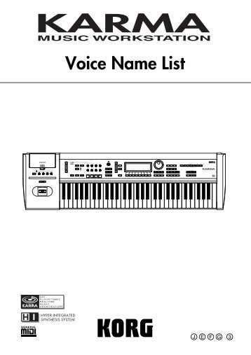 KARMA Voice Name List - Korg