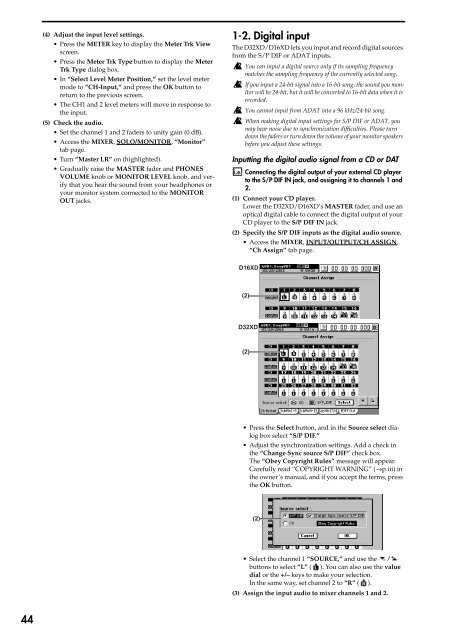 2. Turn the D32XD/D16XD on - Korg