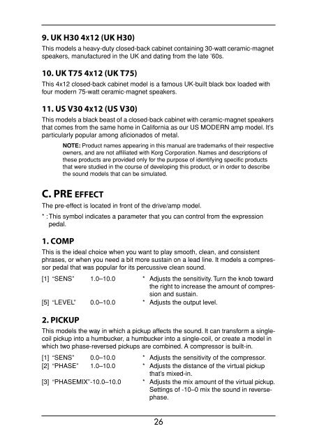 AX3000G Owner's manual - Korg