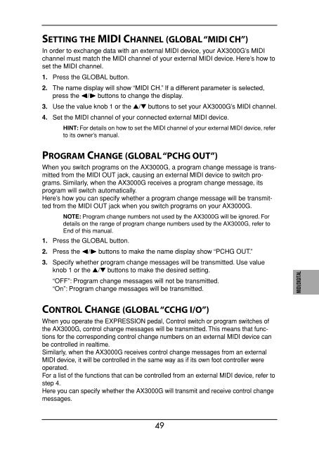 AX3000G Owner's manual - Korg