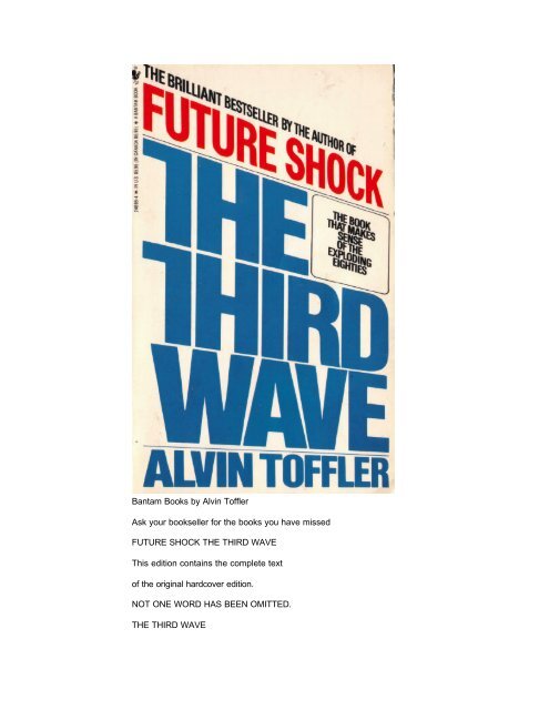 Топик: Three Waves of Alvin Toffler. The Basic Points