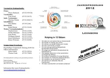 Jahresprogramm 2012 der Kolpingfamilie Leonberg - St. Johannes