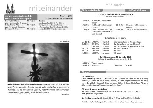 Miteinander Nr. 47 - 18.11.2012 - St. Johannis Glandorf