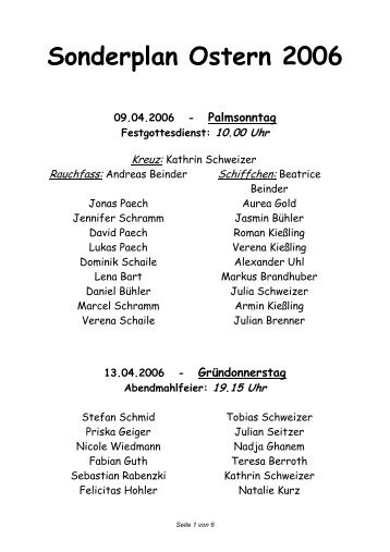 Sonderplan Ostern 2002