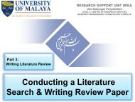 Conducting a Literature Search & Writing Review Paper,  Part 3: Writing Literature Review