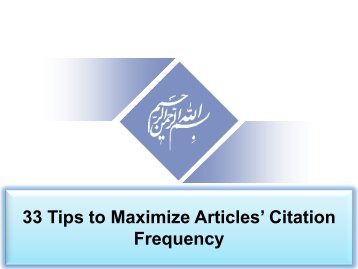 33 Tips to Maximize Articles’ Citation Frequency