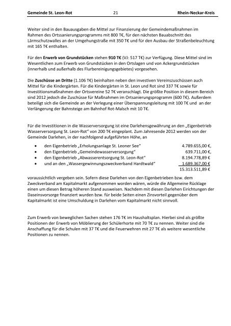 Haushaltsplan 2012 - St. Leon-Rot