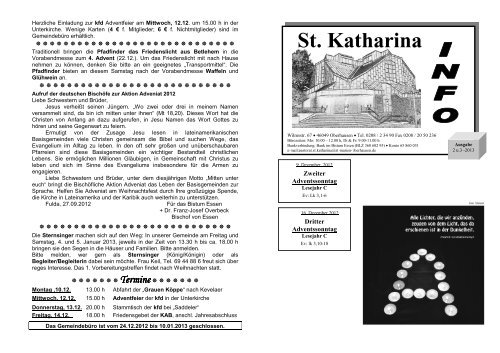 09.12. â 23.12. - St. Marien Oberhausen - Katholische Pfarrgemeinde
