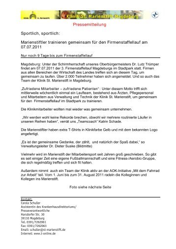 Pressemitteilung - Klinik St. Marienstift Magdeburg