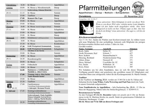 Pfarrmitteilungen Christka Nig Sonntag 2012 2 Katholische