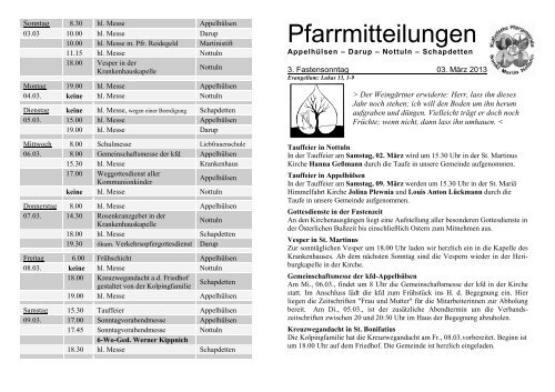 Pfarrmitteilungen 3. Fastensonntag 2013 - Katholische ...