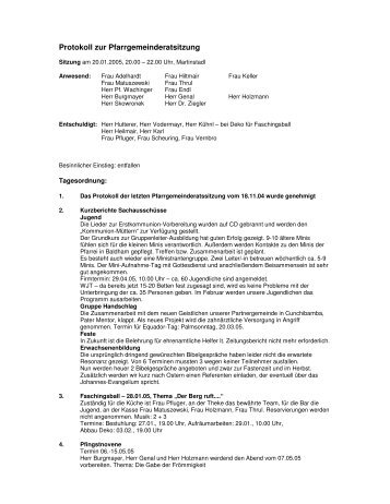 Protokoll zur Pfarrgemeinderatsitzung - St. Martin Zorneding
