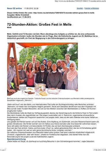 72-Stunden-Aktion: GroÃes Fest in Melle - St. MatthÃ¤us Melle