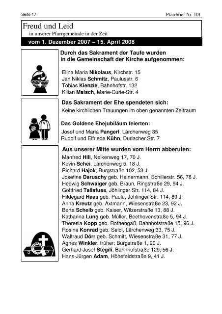 Pfarrbrief Nr. 101 - Pfingsten 2008 - St. Michael Weingarten