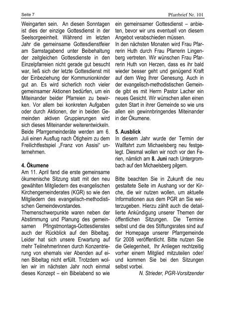 Pfarrbrief Nr. 101 - Pfingsten 2008 - St. Michael Weingarten