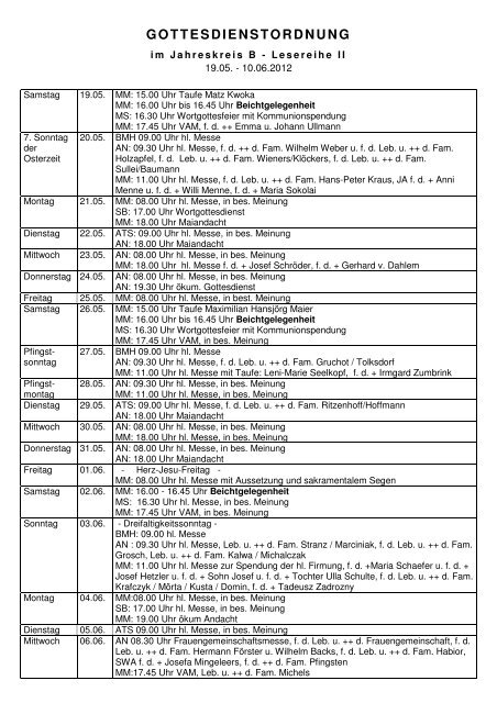 gottesdienstordnung - Die Propsteikirche St. Peter und St. Paul ...