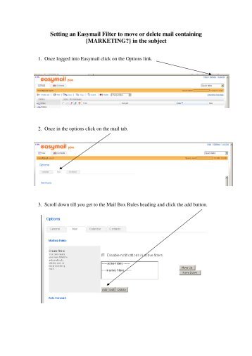 Setting an Easymail Filter Rule