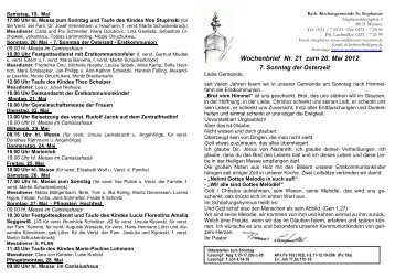 Wochenbrief Nr. 21 - St. Stephanus